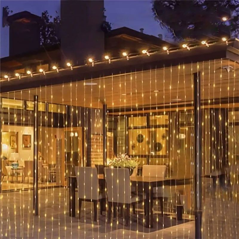Guirnaldas de luces LED para cortina de 6M/3M, 8 modos de iluminación, decoración exterior/interior para Navidad, boda, jardín, sala de estar, dormitorio