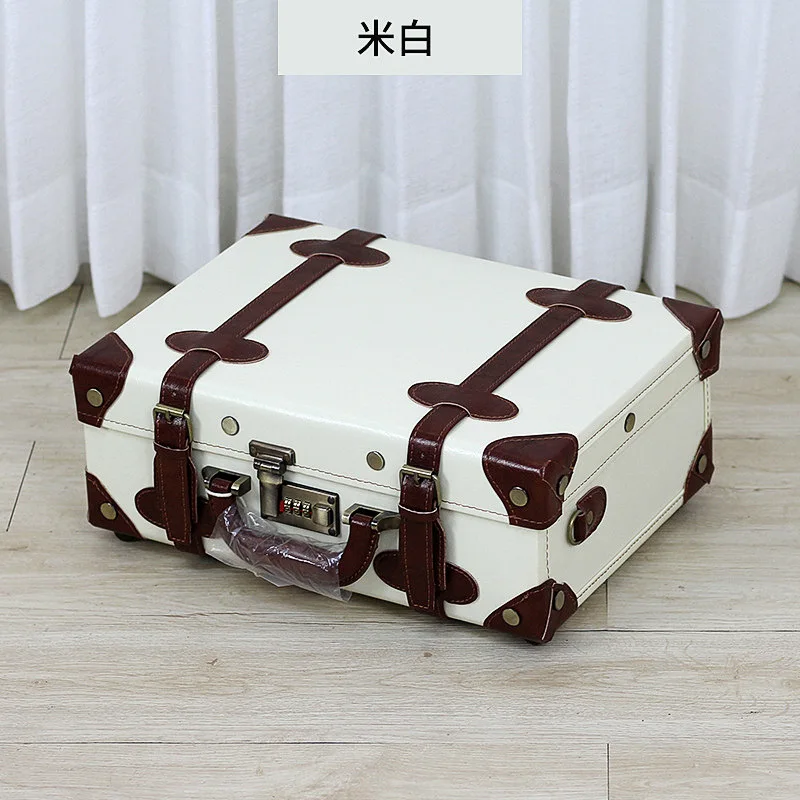 Caja de maquillaje femenina portátil retro, nueva versión coreana, caja de almacenamiento de 13 pulgadas, equipaje para estudiantes, mini regalo portátil, 2024