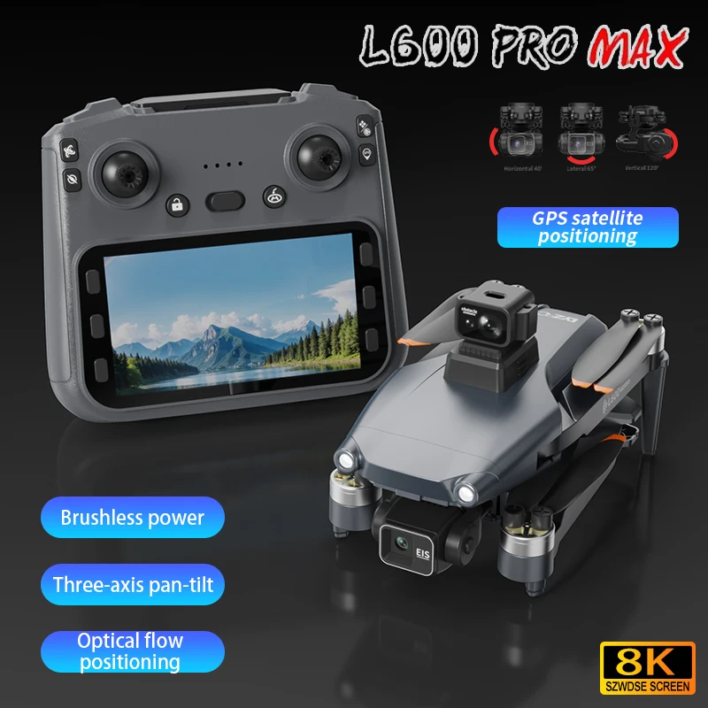L600 pro max drone 4k câmera profissional hd 3 eixos cardan gps segurança dron evitar obstáculos wifi fpv uva rc quadcopter brinquedos