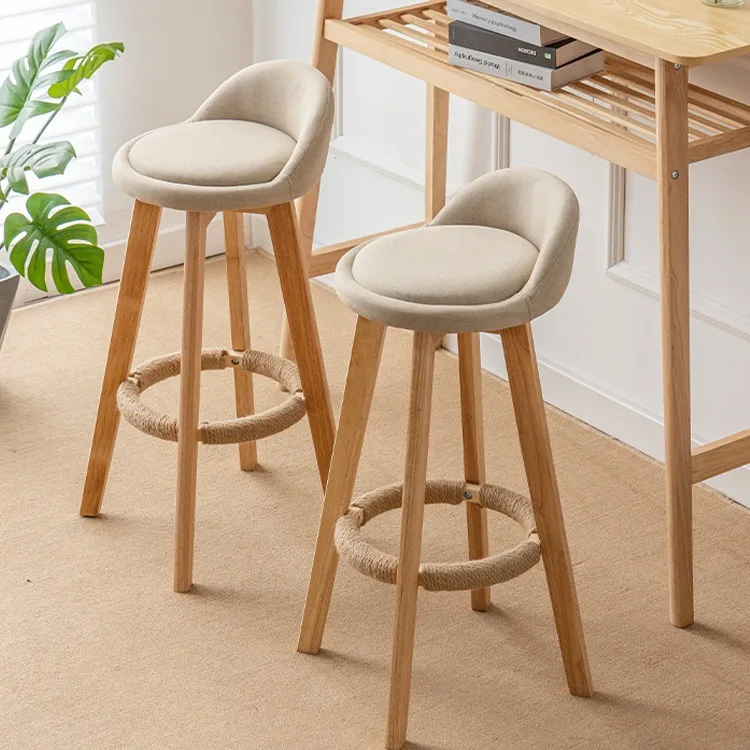 Solid Wood Bar Chair 70cm High Kitchen Stool Practical Furniture European Bar Kitchen with Ergonomic Minimalist Design  Gifts