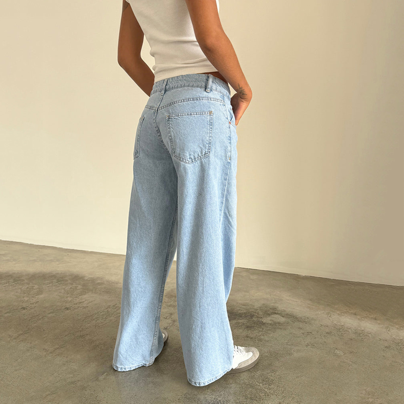 Combhasakiผู้หญิงY2K Vintageซิปปุ่มต่ําเอวกางเกงยีนส์สีทึบBaggy Denimกางเกงยาวพร้อมกระเป๋าทุกวันStreetwear