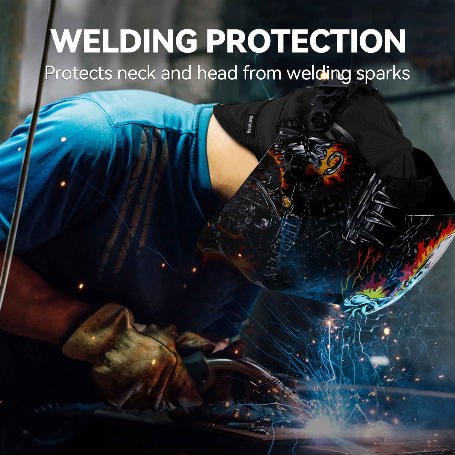 ARCCAPTAIN Gorro de Soldadura Reversible 8 Panel Protector Soldadores Gorro de Trabajo 10 oz Cubierta de Seguridad de Algodón ignífugo Campanas Antiescaldado
