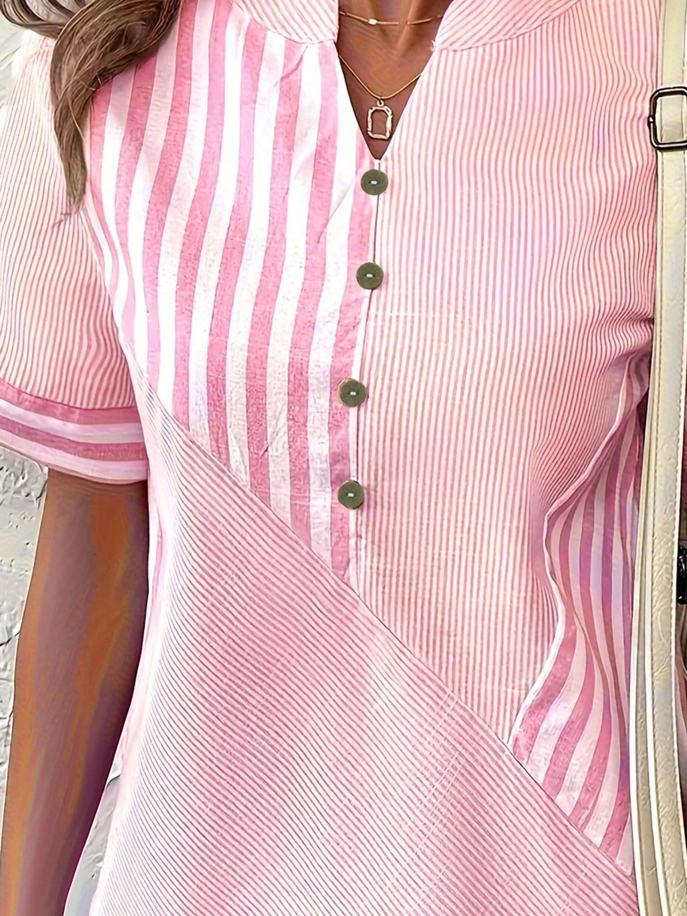 Plus Size Casual Blouse, Women's Plus Stripe Print Long Sleeve Button Up Lapel Collar Shirt Top