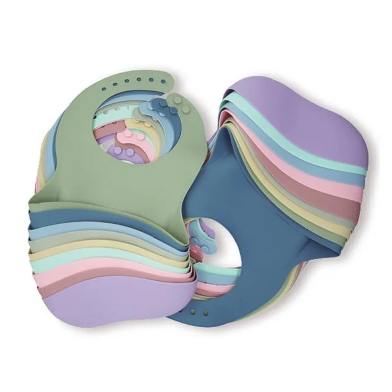 Bavaglini impermeabili per bambini Roba per bambini Simpatico cartone animato Animale stampato Bavaglino per bambini Ragazza Ragazzo Bavaglino in morbido silicone regolabile Roba per l'alimentazione del bambino