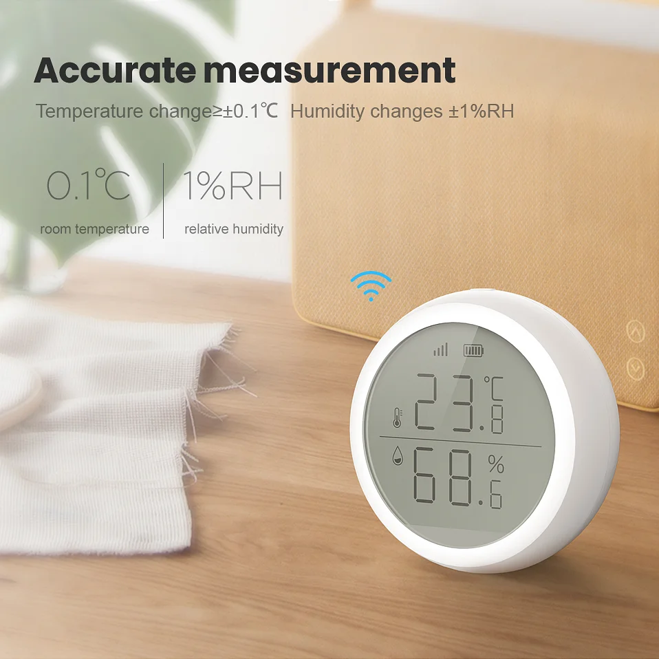 Sensor inteligente de temperatura y humedad Tuya ZigBee3.0, Control por aplicación Smart Life, Detector de humedad interior, funciona con ZigBee Hub