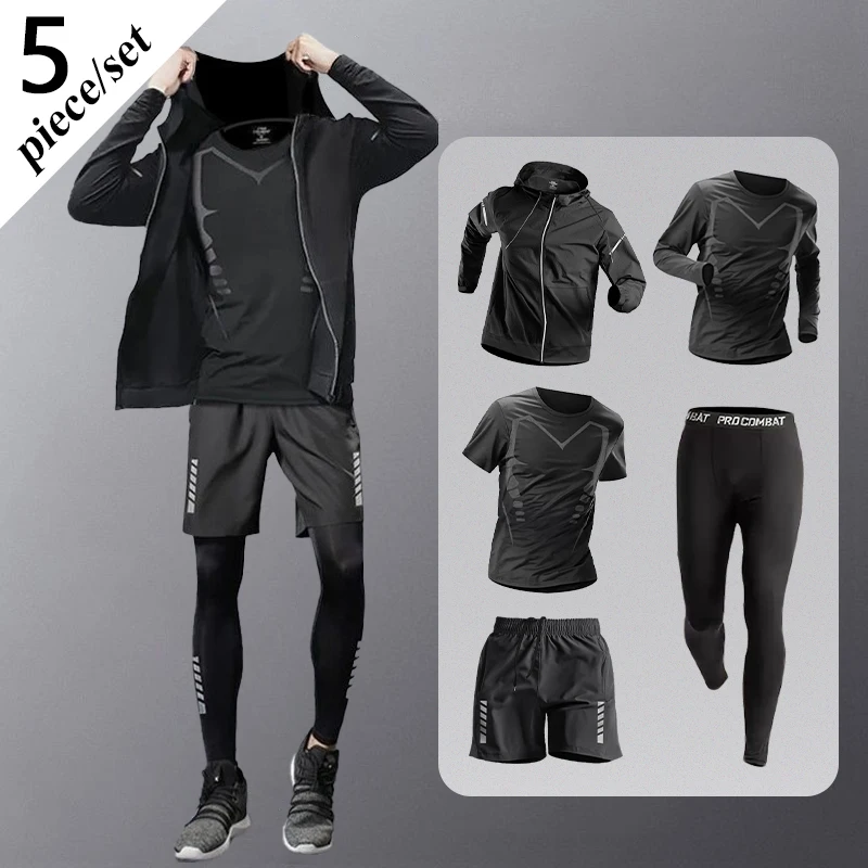 Mode Atmungsaktive Laufsport Anzug männer Fitness Kleidung Alle-Jahreszeiten Professionelle Morgen Lauf Kleidung Schnell Trocknend Training