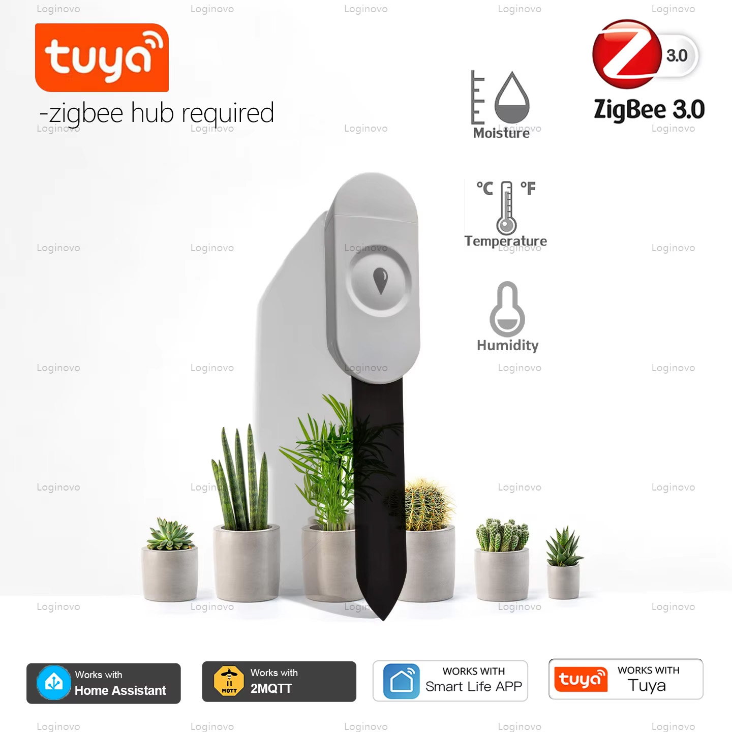 Zigbee детектор влажности и температуры Tuya умный тестер почвы датчик влажности поддержка домашнего помощника Z2M Smart Life приложение