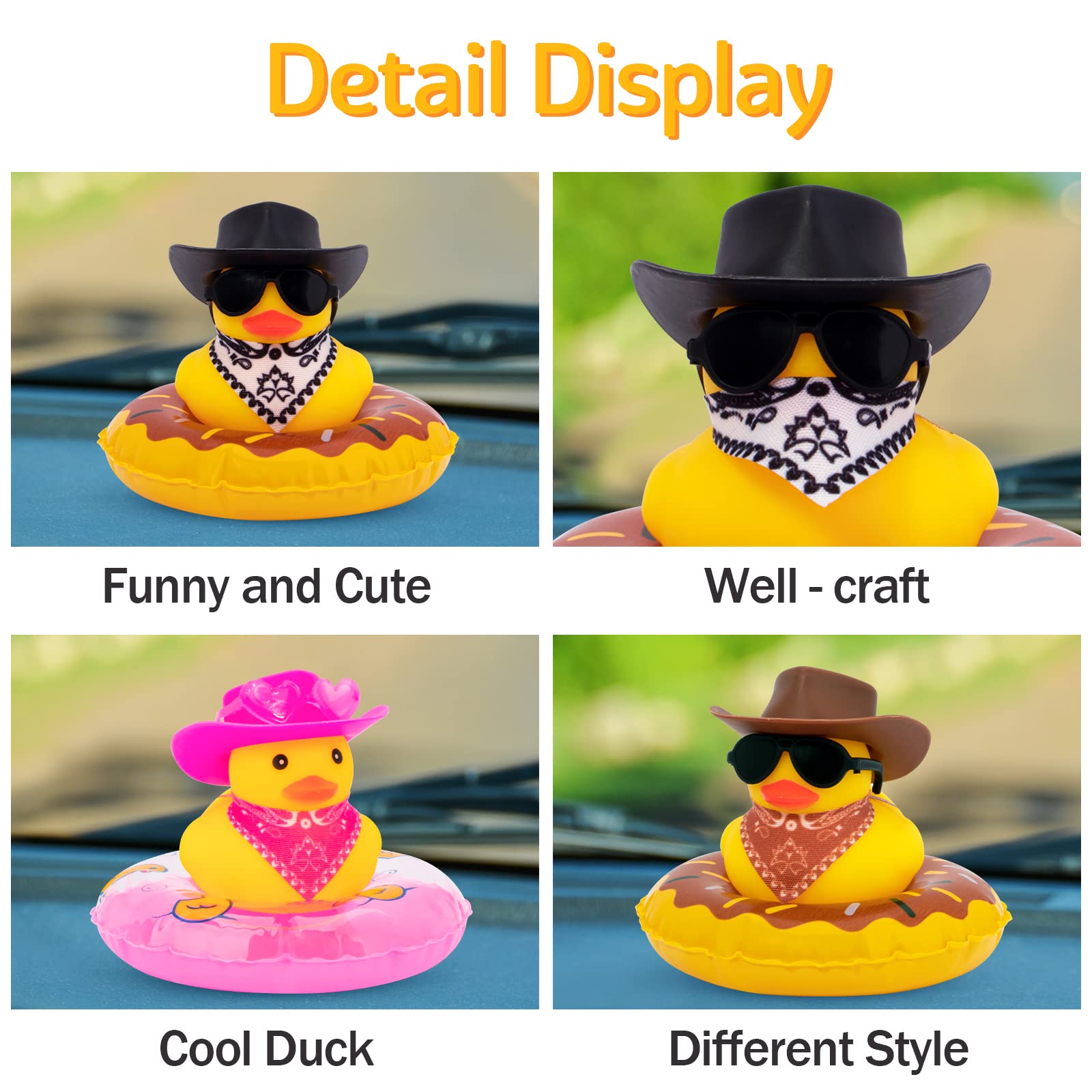2 Set Car Duck Rubber Duck Car Ornaments Duck Car Dashboard Decorations Ducking for Jeep