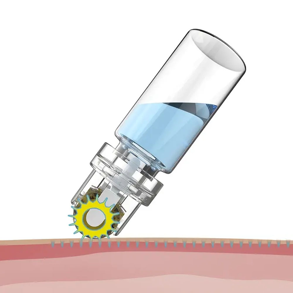 Rodillo de aguja de titanio Hydra, 64 pines, micropuntas, agujas Derma, cuidado de la piel, botella blanqueadora antienvejecimiento, rodillo, suero reutilizable