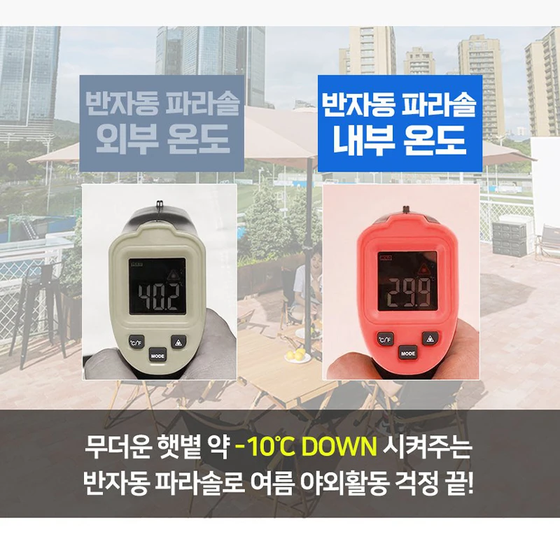 [국내배송] 반자동 파라솔 2.7M 휴대용 비치 정원 테라스 낚시 캠핑 각도조절 물통미포함