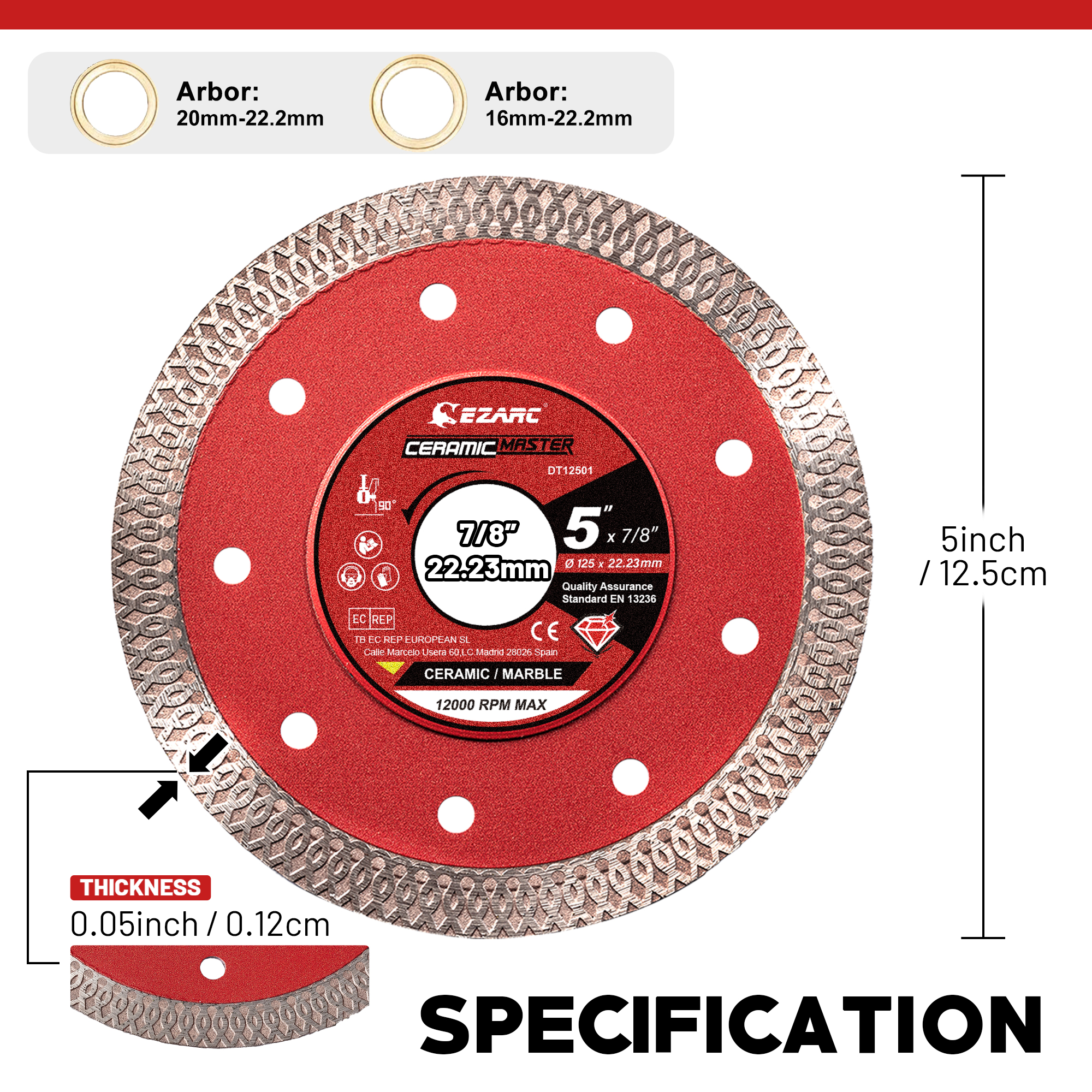 5 cali / 4,5 cala Super cienkie ostrze diamentowe 2 szt. do porcelany / ceramiki / granitu / marmuru, gładka tarcza tnąca do szlifierki kątowej