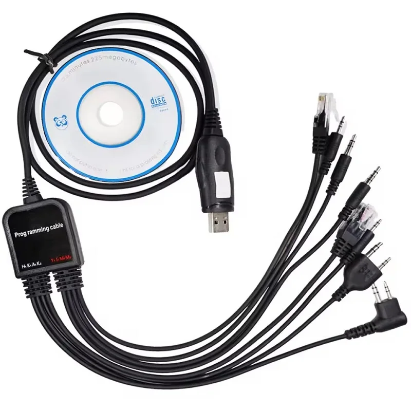Cabo de programação usb 8 em 1 para baofeng kenwood tyt qyt motorola axu4100 yaesu icom walkie talkie rádio do carro software cd
