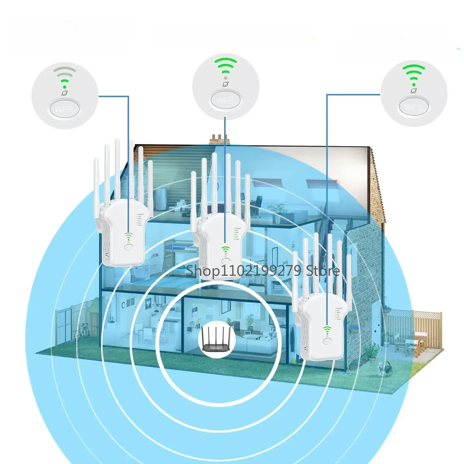 Repetidor de doble banda AC1200M amplificador de señal inalámbrico 5G extensor de alta potencia repetidor Wifi