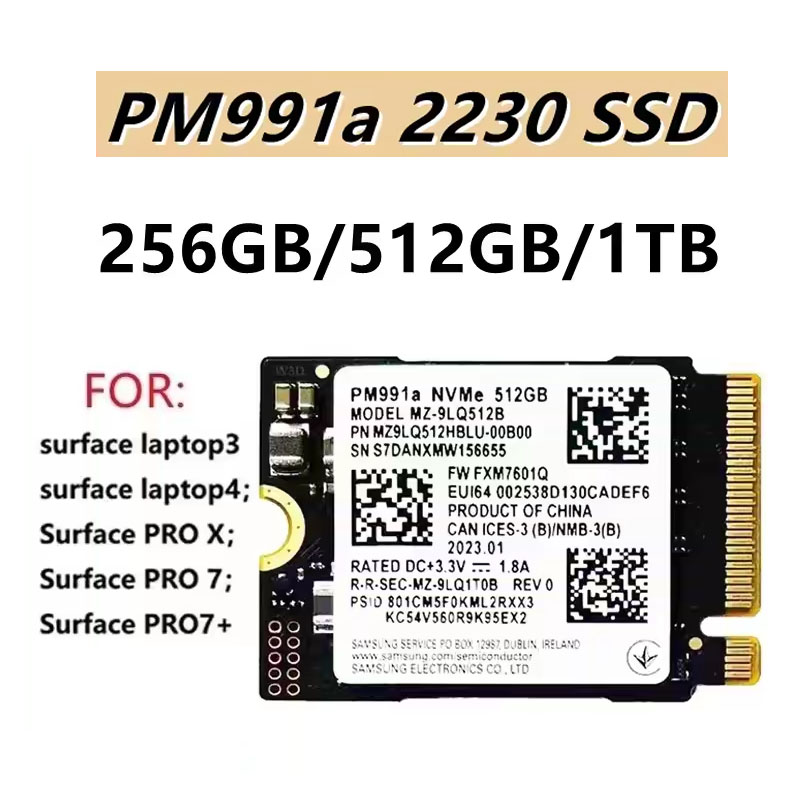 Original  PM991/PM991a 1 512GB  2230 M.2 Internal Solid State Drive PCIe3.0 x4 NVME  for Microsoft Surface Pro 7+ Steam Deck ssd