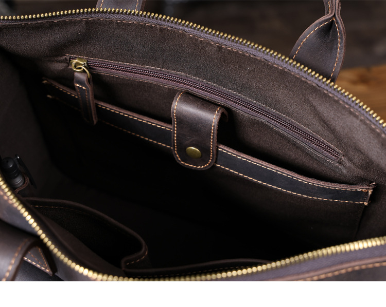 designer handmade crazy horse cowhide men briefcase laptop handbag business vintage genuine leather large-capacity messenger bag