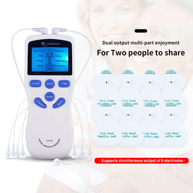 8 Modes EMS Dual Channel Massager Tens Machine Body Massage Full Body Muscle Massager with Accessories