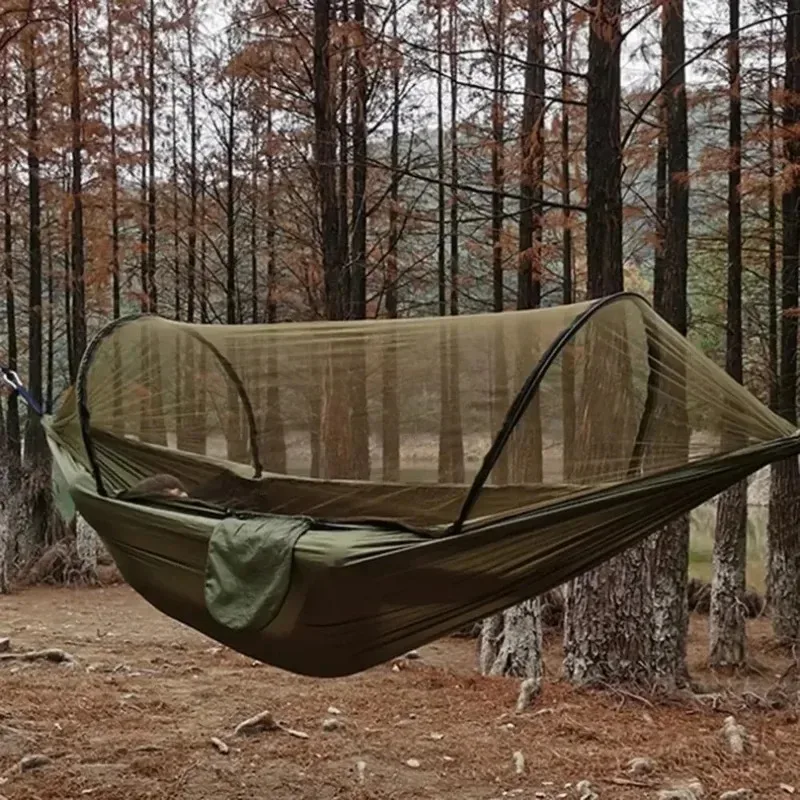 Amaca da esterno leggera in tessuto per paracadute con rete per viaggi in campeggio 250x120 cm