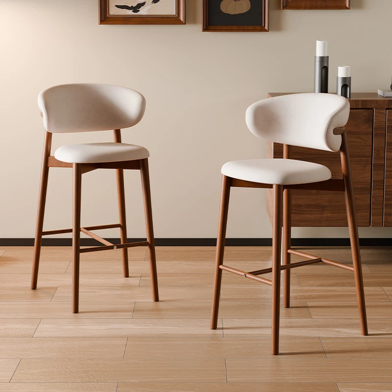 Modern Designer-Inspired Bar Stool, Mid-Century Counter Height Chair with Footrest Furniture Dining Stool for Home Kitchen Café