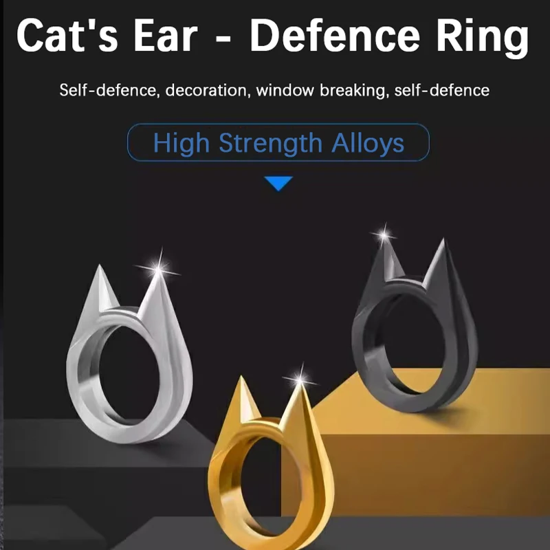 Anillo de oreja de gato de autodefensa, rompecristales, anti-lobo para mujer, hebilla de un solo dedo para hombre, picos de defensa para llevar, tigre de dedo.