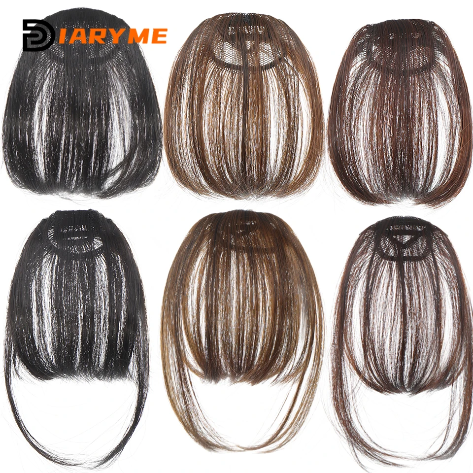 Extensión de flequillo de pelo sintético con Clip, flequillo recto limpio negro corto Natural, extensiones de cabello, flequillo falso resistente al calor Ha