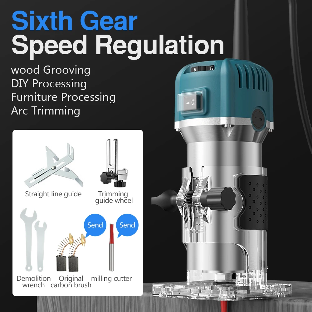 800W 30000 Vòng/phút Gỗ Tông Đơ Điện Cắt Gỗ Router Công Cụ Máy Điện Nghề Mộc Hướng Dẫn Sử Dụng Tông Đơ Cắt Với Các Dụng Cụ Xay Cắt