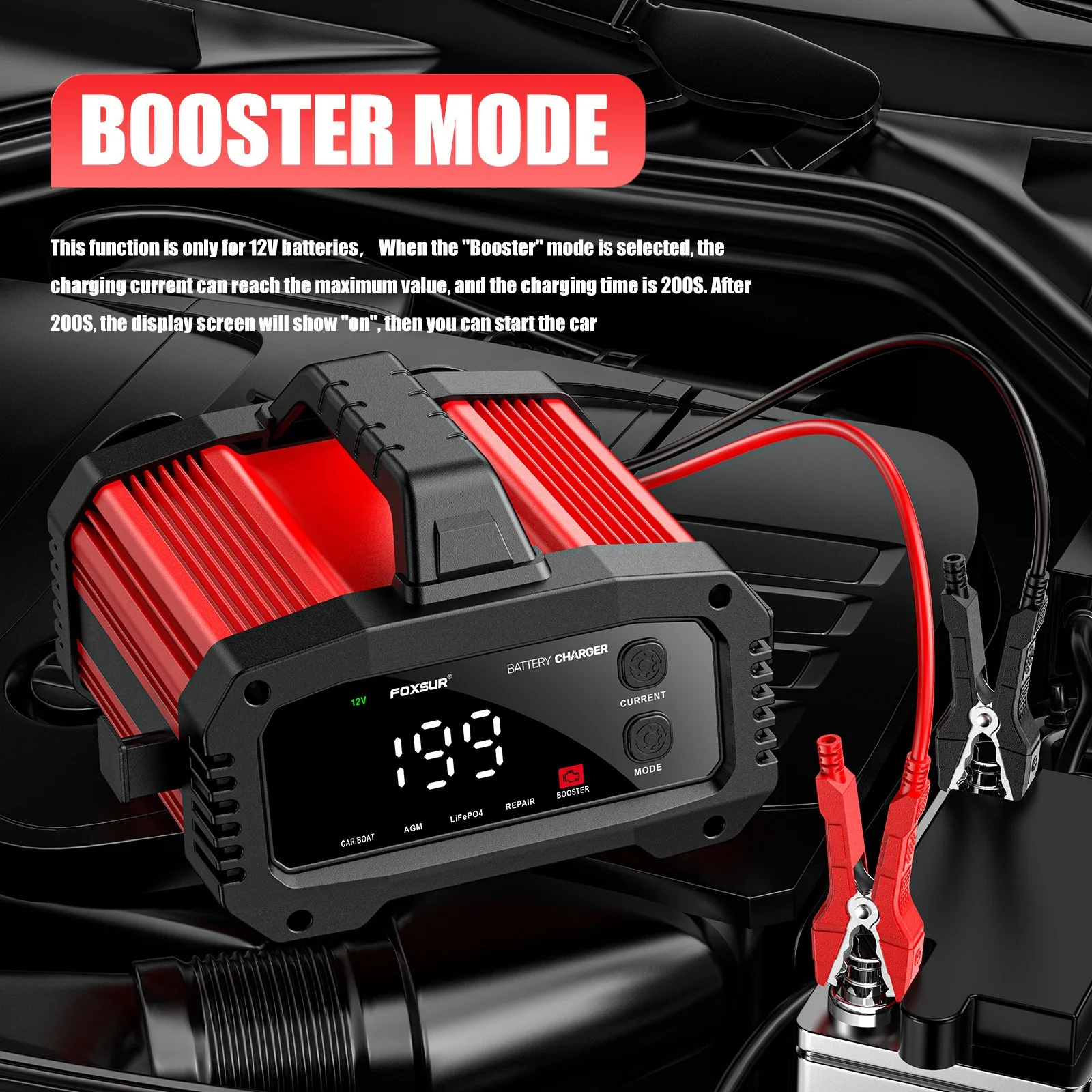 Cargador de batería de coche inteligente portátil 25A/15A para motocicleta de 12V-24V, baterías de GEL AGM LiFePo4, reparación de pulso de refuerzo de coche