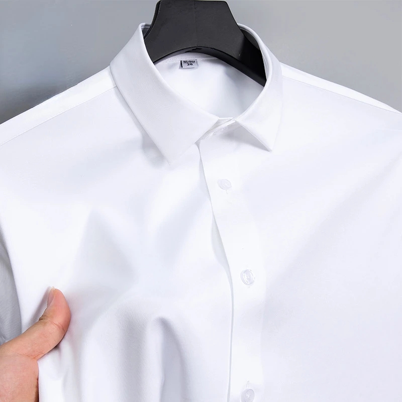 Nieuwe Anti-Rimpel Mannen Shirts Lange Mouw Overhemden Voor Mannen Slim Fit Camisa Sociale Business Blouse Wit kantoor Shirt S-6XL