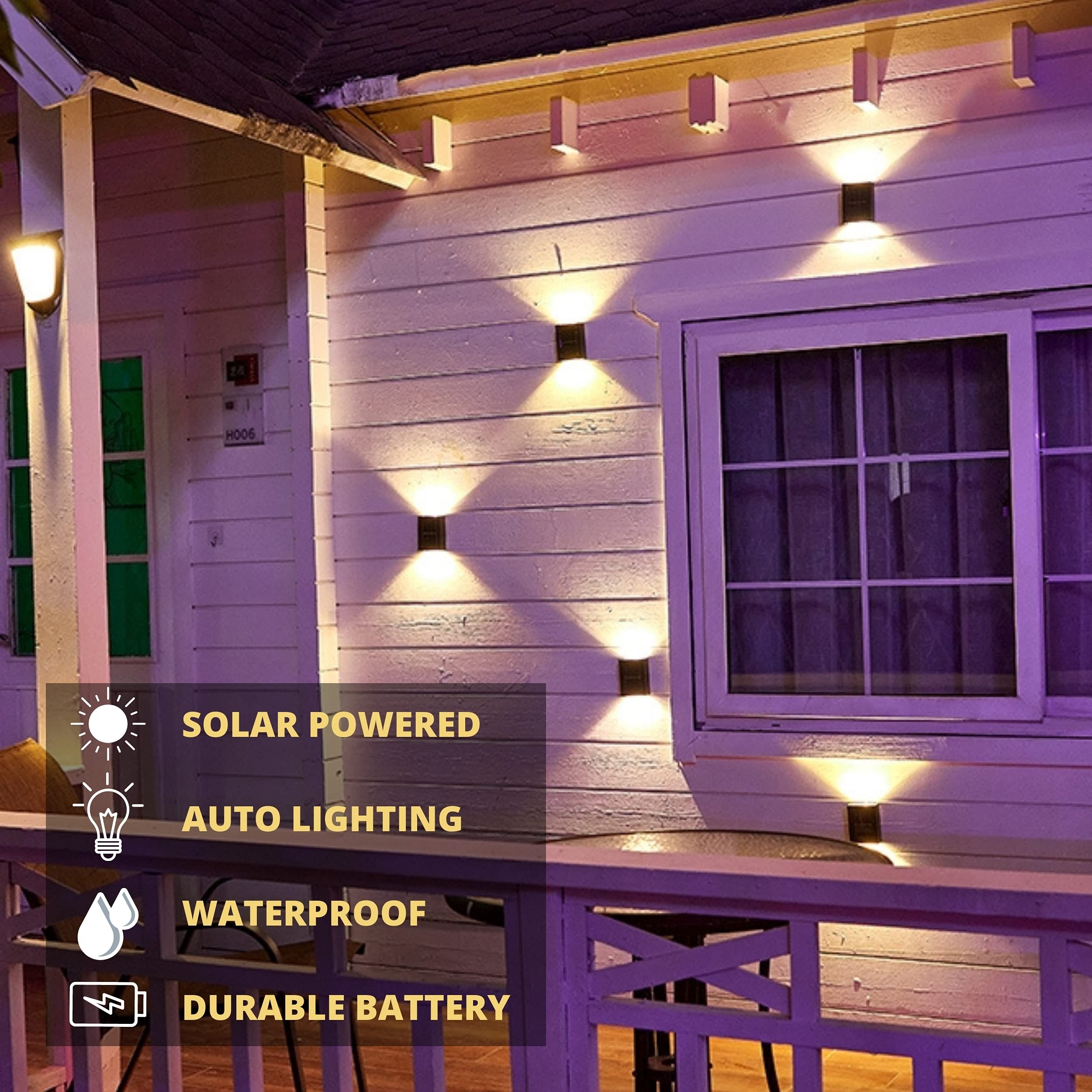 1-12 Uds. Luces solares de pared, luces para valla arriba y abajo, lámparas LED impermeables para exteriores, apliques de iluminación LED de atardecer al amanecer