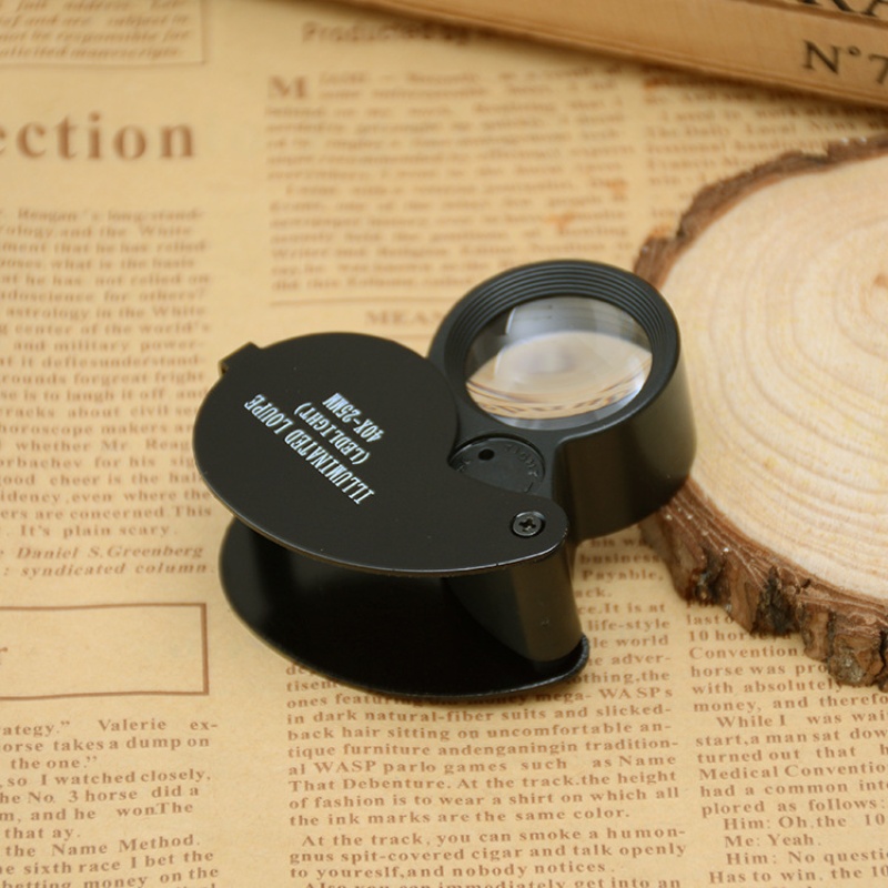 40X Magnifying Glass Jewelers Loupe Pocket Folding Magnifier With Light For Watch Coins Stamps Gems Jewelry Diamond Identifying