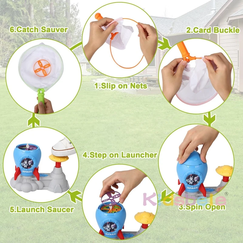 Rocket เกมจับผีเสื้อฤดูร้อนกิจกรรมนอกลานของเล่นเด็กวัยหัดเดินเท้าเหยียบ Catapult Launch Toy