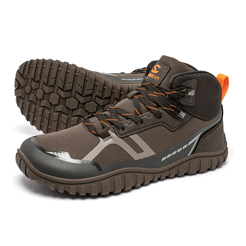 HOBIBEAR Mid-Top-Wanderschuhe, Unisex, barfußstiefel mit breiter Zehenpartie, zum Schnüren, rutschfeste Trail-Laufschuhe