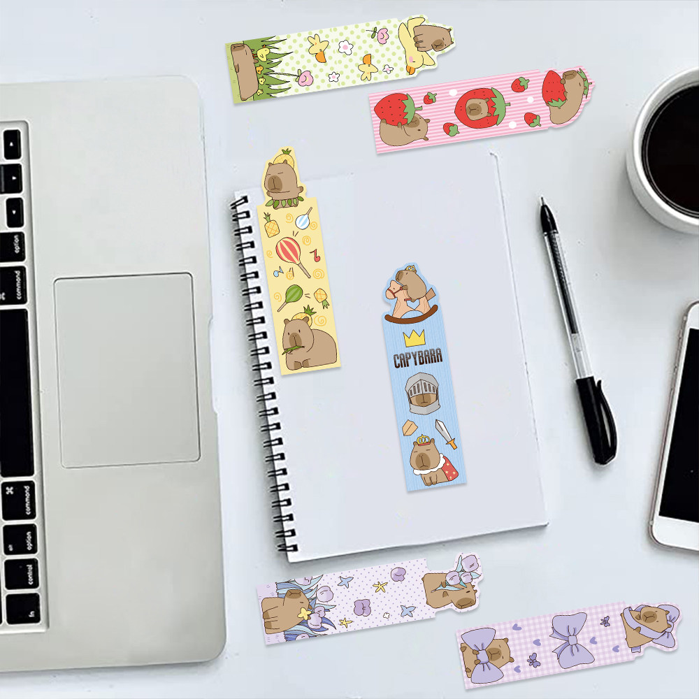 30pcs Capybara บุ๊คมาร์คสําหรับผู้อ่านกระดาษทนทานเหมาะสําหรับคนรักหนังสือน่ารักทุกวันอุปกรณ์สํานักงาน