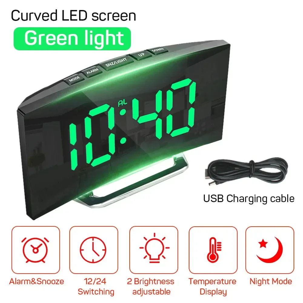Reloj electrónico Digital LED con retroiluminación, reloj despertador con números grandes, calendario de temperatura, mesita de noche, luz nocturna, decoración del hogar