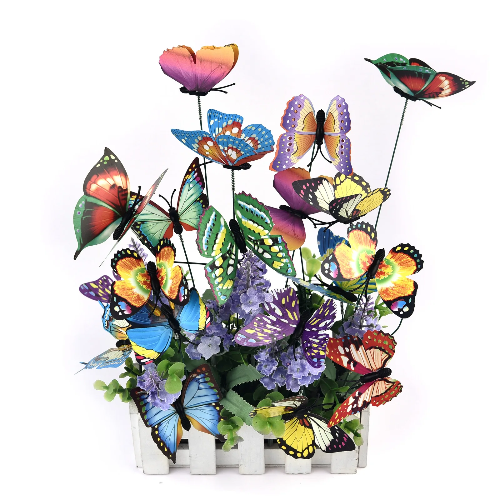 5-24 unids/set mariposas de simulación 3D jardín macetero colorido estacas de mariposa decoración al aire libre macetas Decoración