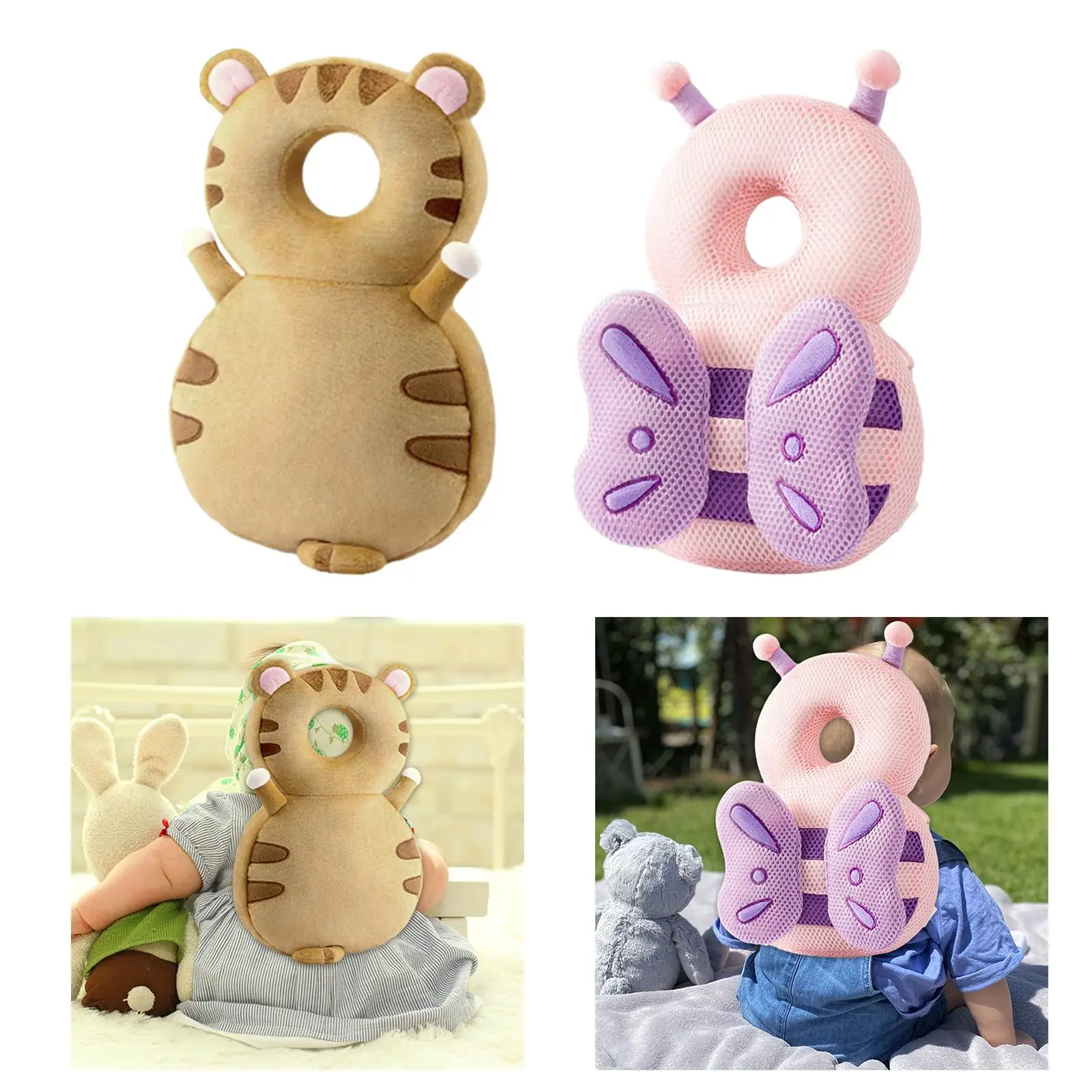 Mochila con reposacabezas anticaída para bebé, Protector de cabeza para gatear y caminar, transpirable, con forma de Animal