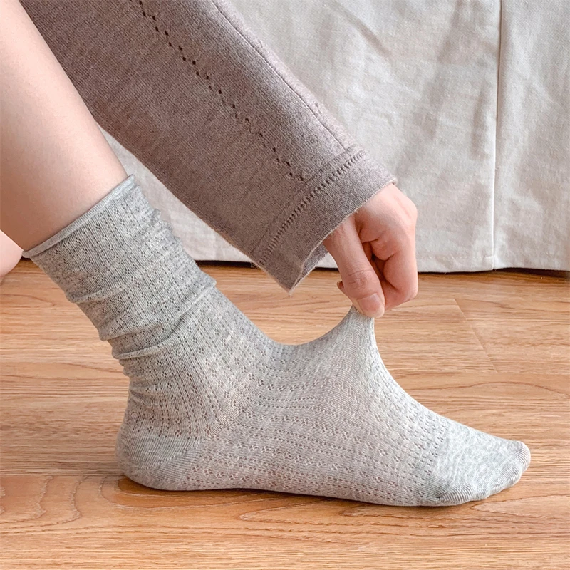 Calcetines finos para mujer, novedad de verano, Color caramelo, calcetines sueltos calados, calcetines largos básicos informales para mujer, calcetines largos cómodos a la moda para niñas