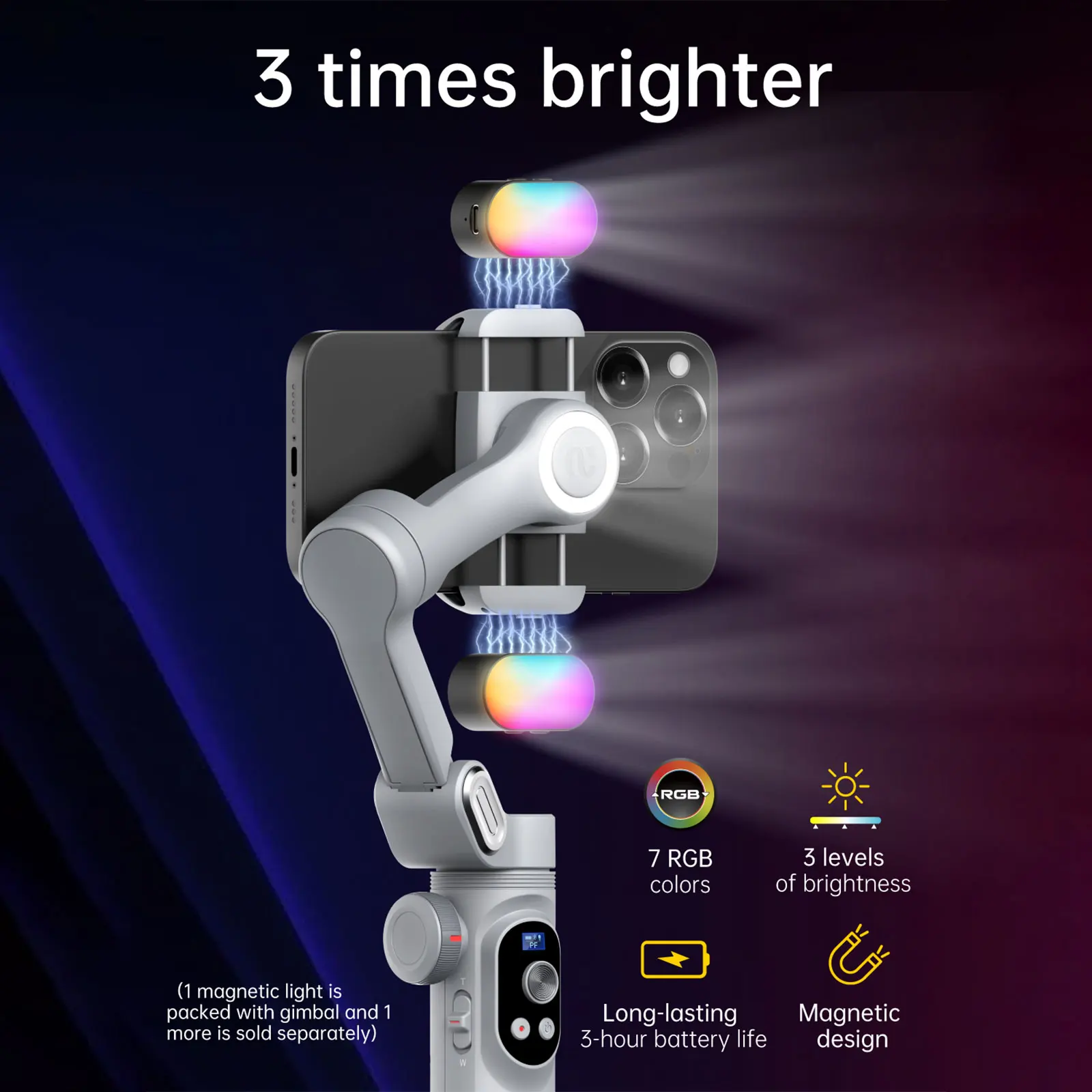 AOCHUAN Smart XPro 3 Axis Smartphone Gimbal Stabilizer For iphone And android Phone Stable shooting with RGB video fill light