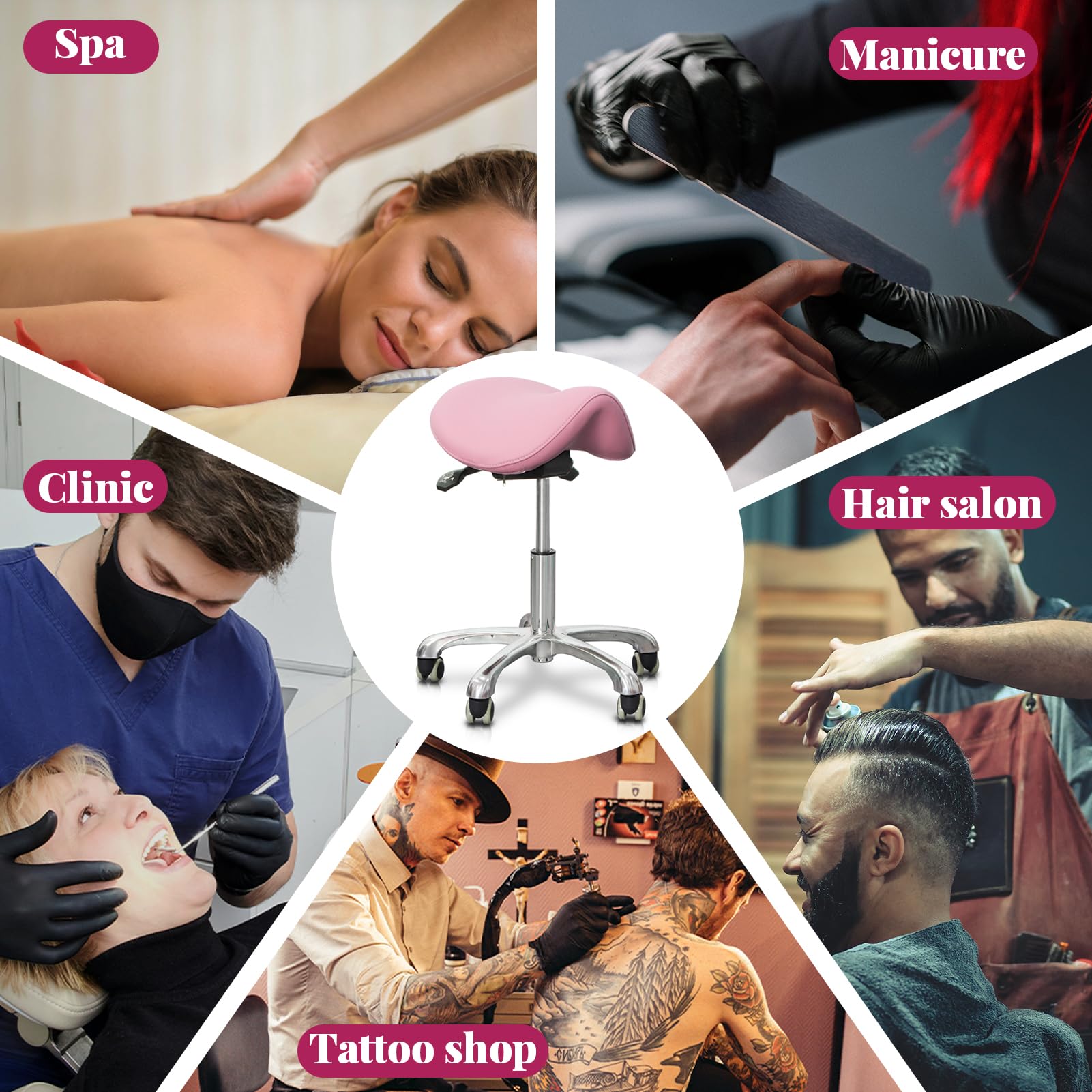 Foot Saddle Stool Cosmetology Shop Technician Spinning Lift Saddle Stool Dental Stool with Backrest Solid Swivel Chair Wholesale