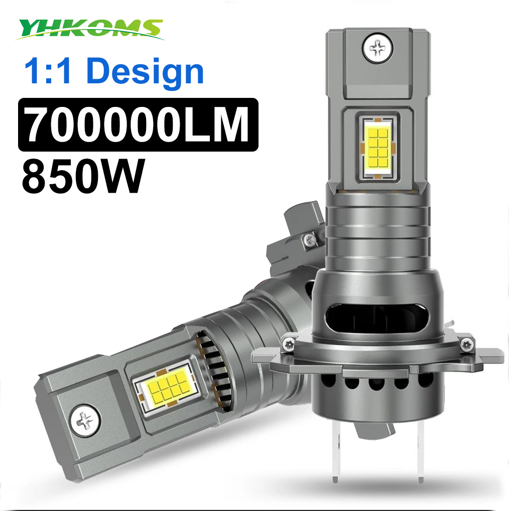 YHKOMS 850W Canbus H7 LED faros de coche 1:1 mini tamaño bombilla LED 6000K 700000 LM Auto Lámpara Luz antiniebla CSP Coche inalámbrico LED con ventilador