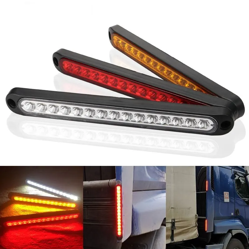 Barre lumineuse de voiture, 15 ampoules LED, pour voiture, camion, SUV, RV, feu stop, marqueur latéral, clignotant, feu arrière d'avertissement, 12v 24v, 1 pièce