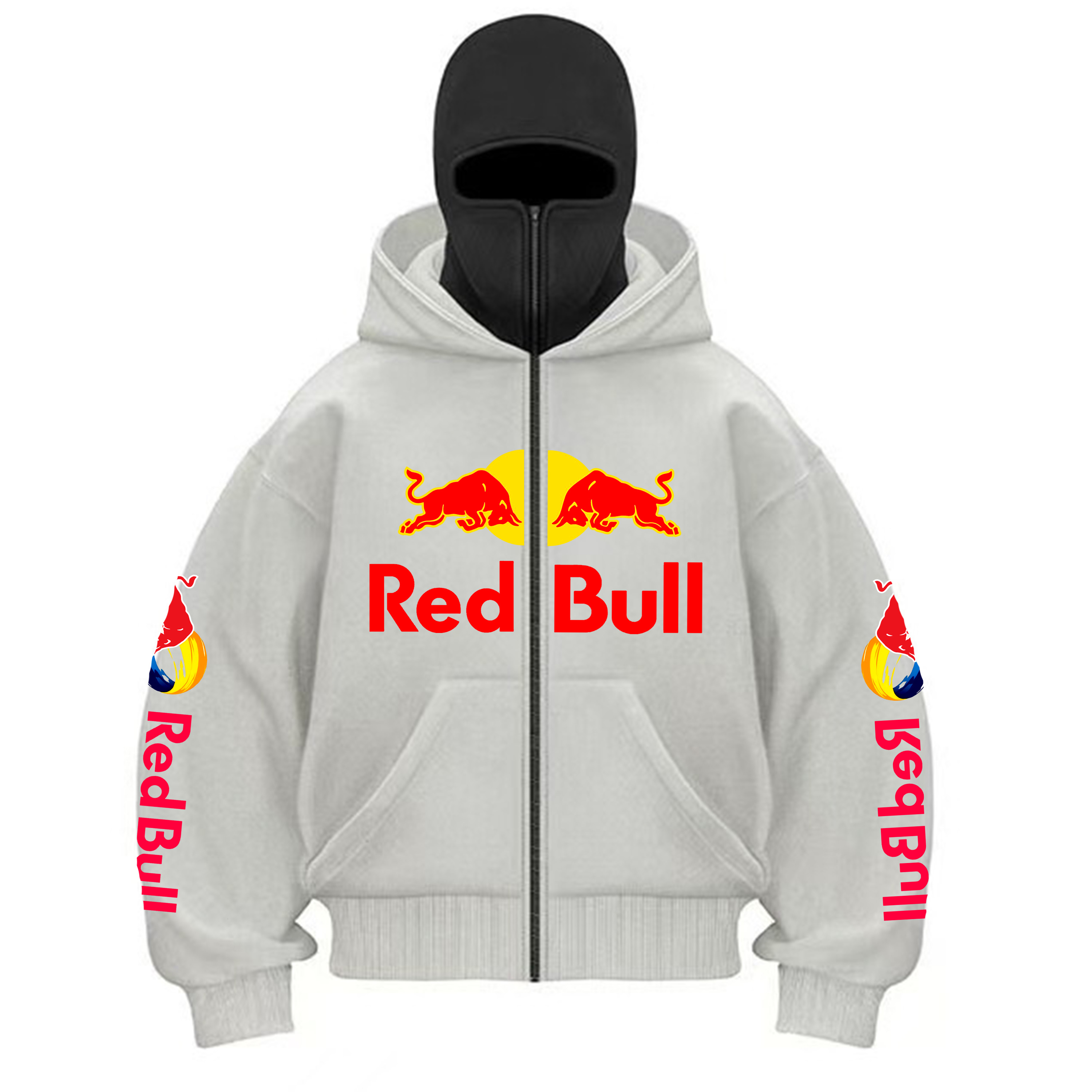 Nouveaux hommes automne/hiver Red Bull sport mode sweat à capuche avec fermeture éclair avec masque à capuche conception de fermeture éclair veste de sport activités de plein air