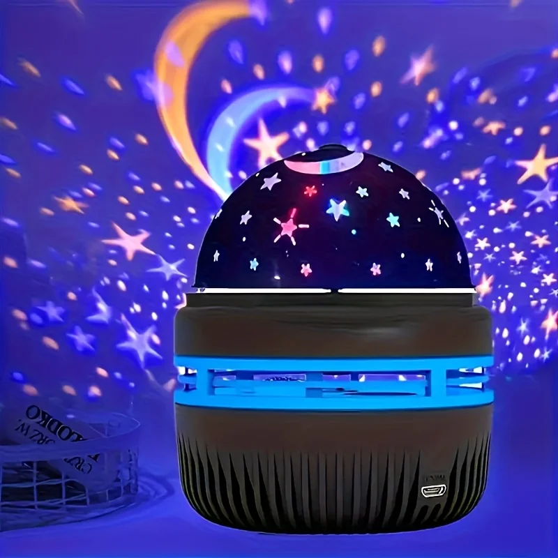 Projektor Gwiazd USB Lampka Nocna Projekcja Lampa do Sypialni Automatyczna Obrotowa Lampka Oświetleniowa Pokoju do Kina Domowego Dekoracja Świąteczna