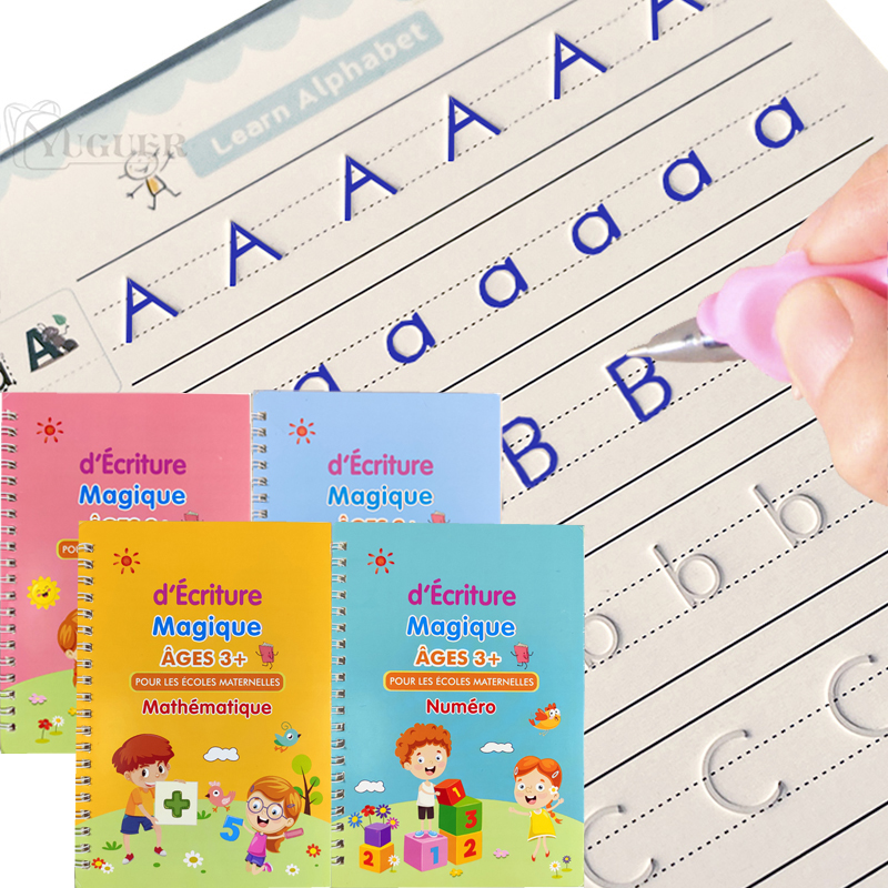 Cahier D'exercices Magique Français Cahier Magique Réutilisable Lettres Et Chiffres Apprentissage De L'écriture Mathématique Livre De Calligraphie Livre Éducatif Pour Enfants Livre Français Montessori Pour Enfants
