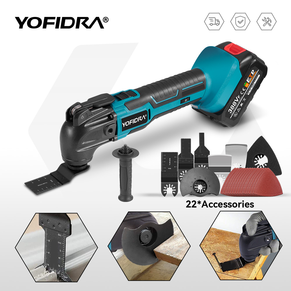 YOFIDRA outil multiple oscillant sans fil 6 vitesses coupe électrique polissage Machine de découpage outil électrique pour broche de batterie Makita