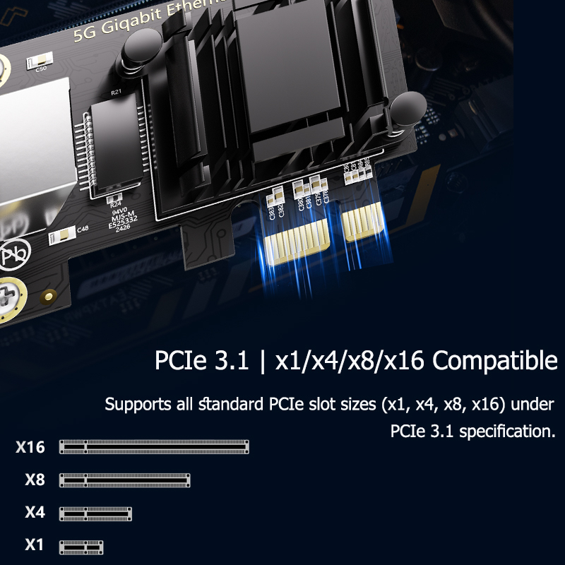 Сетевая карта 5G PCI-E к RJ45, чип RTL8126, гигабитный Ethernet, сетевая карта PCI Express, 10/100/2500/5000 Мбит/с, 1 Гбит/с/5 Гбит/с