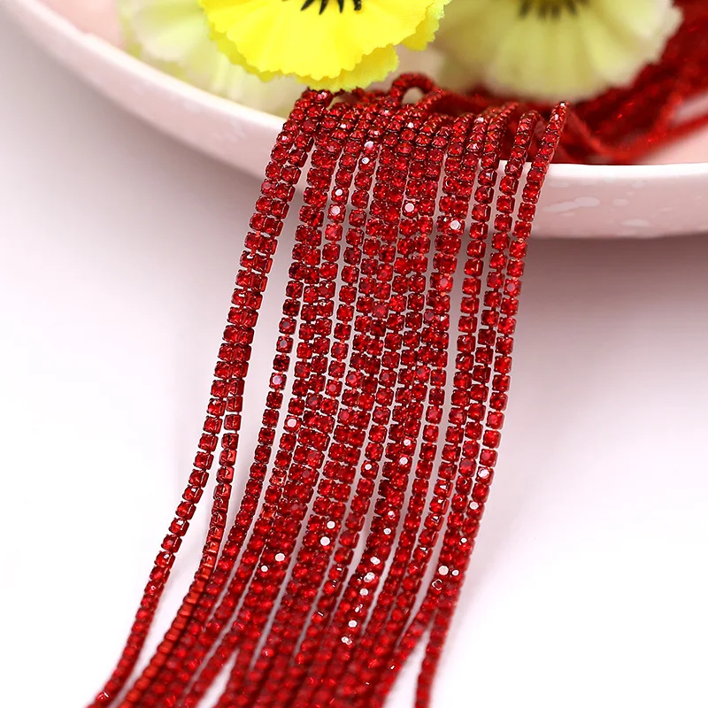 1 yarda a todo Color 22 colores garra Rhinestone SS6 ss12 borla de cristal Diy ropa pendientes accesorios cuentas diamante cadena de diamantes de imitación