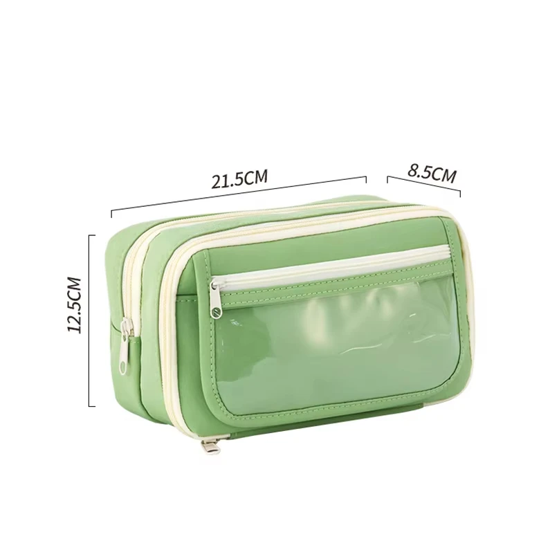 Estojo de lápis de grande capacidade de 9 camadas com compartimento transparente e botão magnético para lápis de material escolar de recuperação