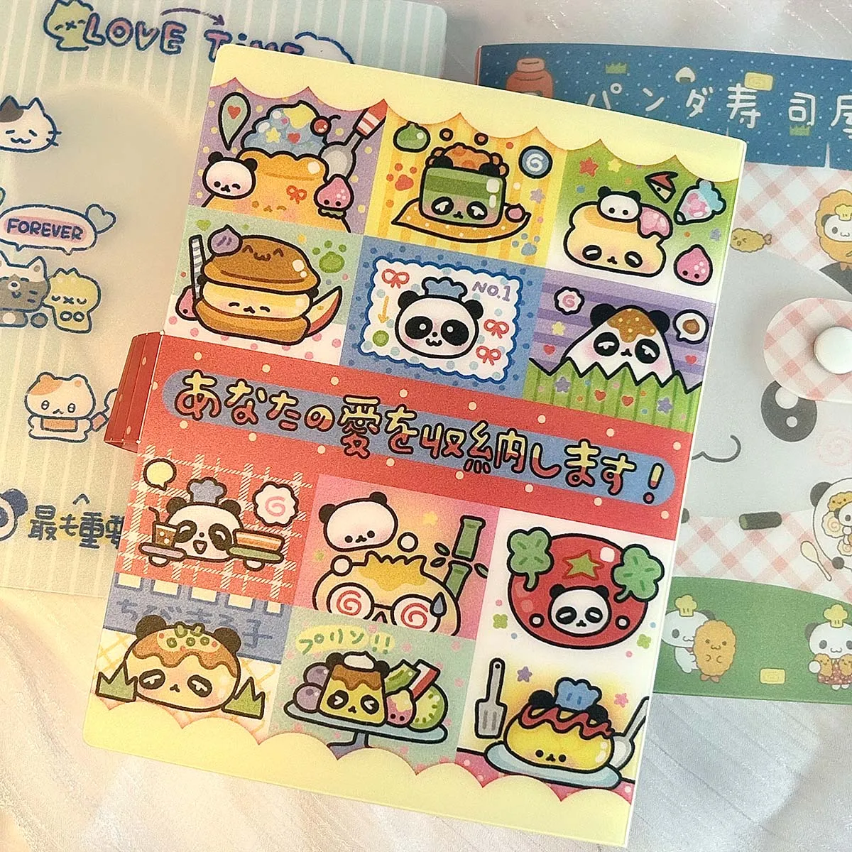 WAKAWAKA A6 Storage Binder Kawaii Document Organizer with Clover Design Vintage Showa Style Fixed-page Scrapbook Stickers Binder