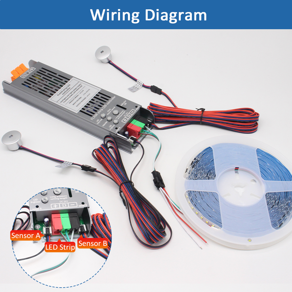 Tira de luces de agua corriente COB WS2811 de 5M, 10M, 15M, para 24V, 400W, Sensor de movimiento PIR, controlador LED de escalera, decoración de iluminación