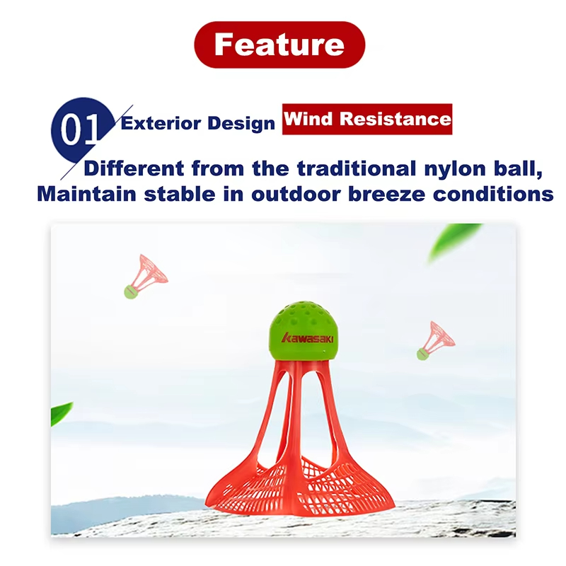 3 stks/partij Kawasaki Badminton Airshuttle 2.0 Plastic Nylon Bal voor Outdoor Strand Snelheid Shuttle